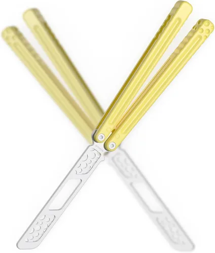 Miniatura 8 de Nabalis Cuchillo de mariposa de queso Balisong Trainer, aluminio 7075, material de hoja 420C, recubierto de teflón, entrenador de metal público