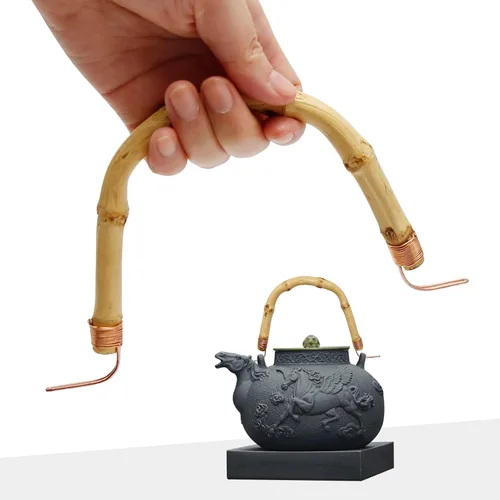 Miniatura 3 de 3 piezas de repuesto de mango de tetera de bambú, mango de madera hecho a mano para teteras de cerámica china, tetera japonesa con cable, accesorios