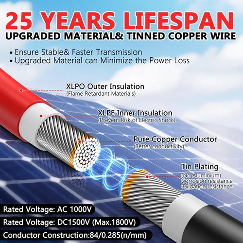Miniatura 2 de Vansdon Cable de extensión de panel solar de 2 x 50 pies, cable solar de 10 AWG con conectores impermeables hembra y macho para RV, sistemas