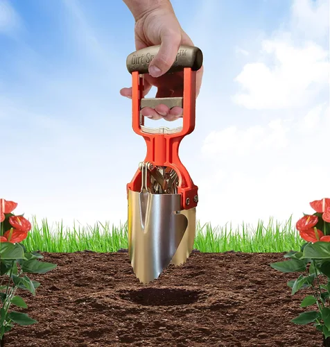 Miniatura 4 de Herramienta de plantación de bulbos verde bosque para plantar bulbos - Agarrador de tierra de 3 dedos para cavar/rellenar agujeros - Bordes cónicos