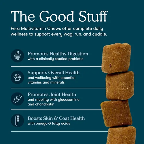 Miniatura 2 de Fera Pets Gomitas masticables multivitamínicas para perros con glucosamina y probióticos - Vitaminas y minerales esenciales para perros - Promueve