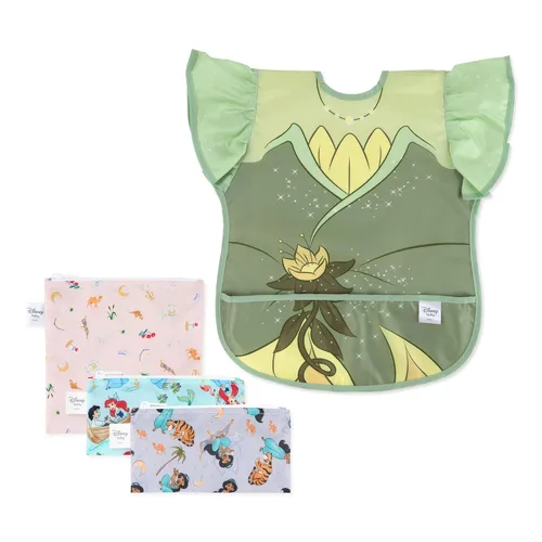 Miniatura 8 de Bumkins Disney - Babero de manga larga para bebé, de tela impermeable de manga larga, con bolsillo para atrapar migas, delantal ajustable