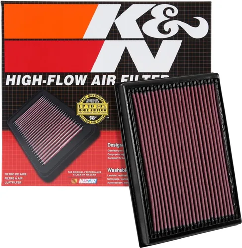 K&N Filtro de aire de motor original de alto flujo: Aumento de potencia: Premium, Lavable: Compatible con Nissan 2016-2019, Titan XD, 33-5048