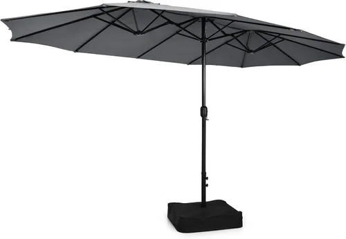 Miniatura 10 de Tangkula Sombrilla de patio de doble cara de 13 pies, sombrilla de mesa doble extragrande con manivela, base de paraguas, cerradura de seguridad