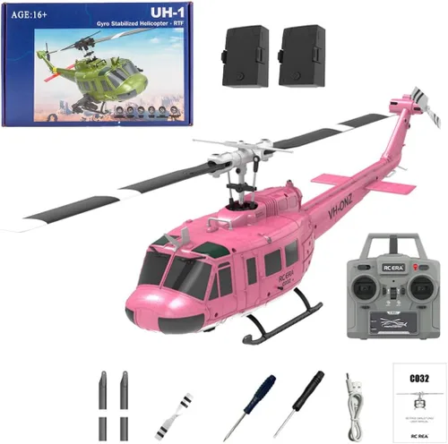 Miniatura 14 de C032 UH-1 Huey Helicóptero RC para adultos, escala 1/48 2.4G 6CH Flybarless Stunt RC Plane giroscopio de 6 ejes posicionamiento de flujo óptico