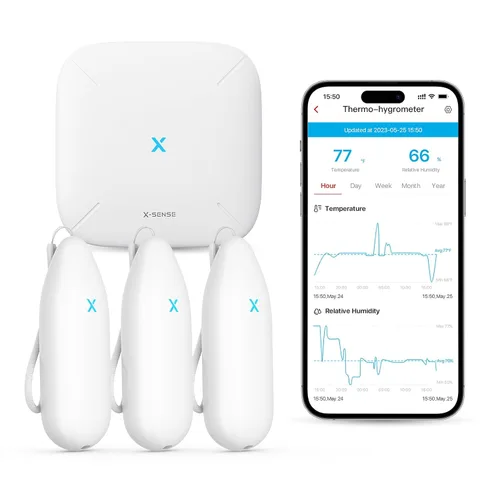 Miniatura 10 de X-Sense - Termómetro higrómetro Wi-Fi para interiores, requiere estación base Sensor de temperatura inteligente para casa, dormitorio, bodega