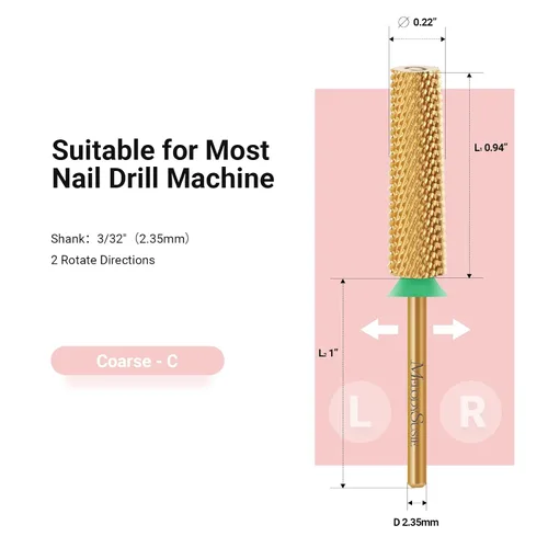 Miniatura 5 de MelodySusie Brocas de uñas cónicas superlargas, brocas de tungsteno de carburo de 3/32 pulgadas, adecuadas para manicura, pedicura, cutícula