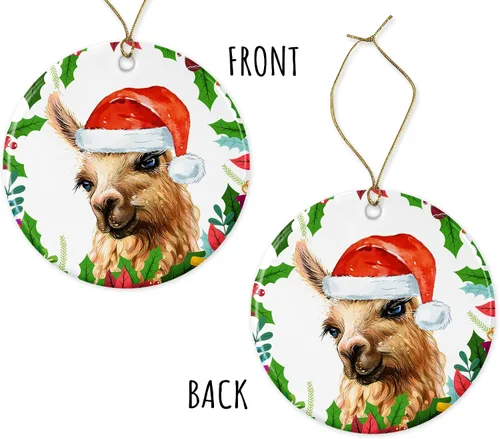Miniatura 3 de OystersPearl Adorno de alpaca - Wendy - Decoración de Navidad colgante de cerámica - Adorno de Navidad de alpaca - Adorno de alpaca Santa - Adorno