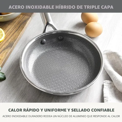 Miniatura 5 de GreenPan Hybrid - Sartén antiadherente de acero inoxidable de 8 pulgadas, sartén de cerámica de tres capas APEX Thermobond sin PFAS, compatible