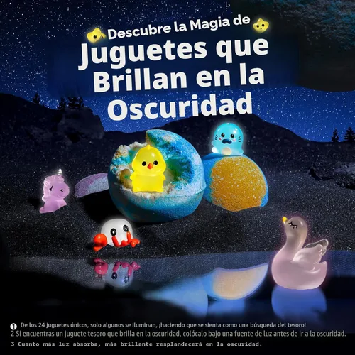 Miniatura 3 de Bombas de baño para niños con sorpresa en el interior, paquete de 24 bombas de baño hechas a mano con juguetes terrestres y marítimos que brillan