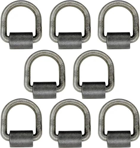 WorldPac Paquete de 8 anclaje de anillo en D con clip de soldadura de 1/2 pulgada, 4,000 libras de capacidad de límite de carga de trabajo