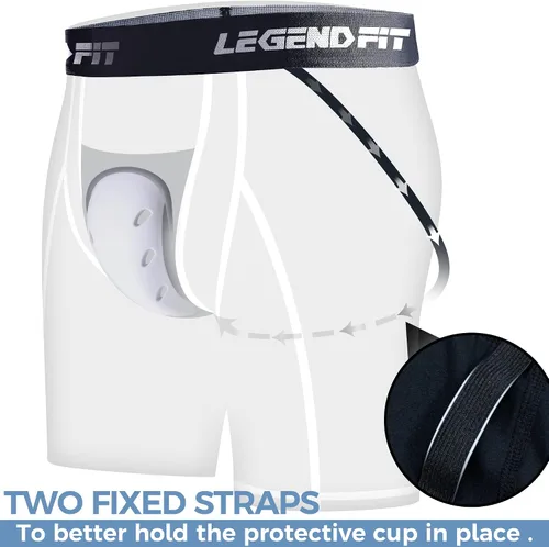 Miniatura 2 de Pantalones cortos de compresión de fútbol de béisbol para hombre con correas de copa protectora atlética deslizante ropa interior lacrosse cricket