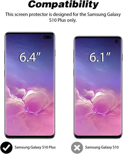 Miniatura 2 de TOCOL Paquete de 2 + 2 protectores de pantalla para Samsung Galaxy S10 Plus, paquete de 2 protectores de pantalla de TPU y 2 protectores de lente