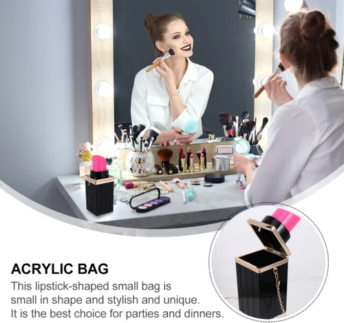 Miniatura 8 de VALICLUD Bolso de mano de mano con forma de lápiz labial elegante de acrílico para mujer