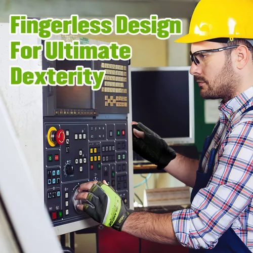 Miniatura 4 de AIGEVTURE Guantes de trabajo sin dedos para hombres, guantes de trabajo Framer, multiusos, ajuste de rendimiento, transpirables, duraderos