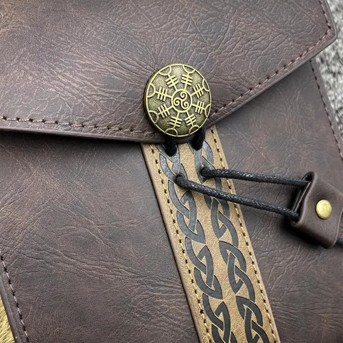 Miniatura 5 de HiiFeuer Bolso de cinturón de cuero sintético medieval vintage, bolso de cintura retro de la edad media, paquete lateral portátil para LARP Ren