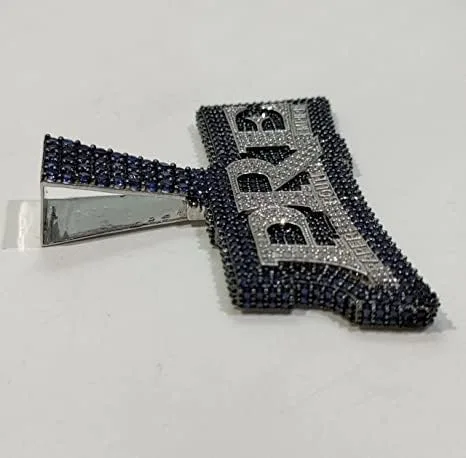 Miniatura 7 de DTJEWELS - Juego de puntas de corte redondo de 3.00 quilates con diamantes y zafiro azul para hombre, con nombre personalizado, plata de ley 925