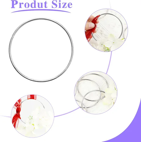 Miniatura 3 de 10 anillos de metal de 2 pulgadas para manualidades, aros de plata, anillos florales de macramé, para manualidades, suministros de atrapasueños