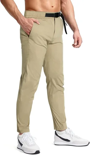 JMIERR Pantalones deportivos casuales para hombre, cintura elástica de algodón, pantalones cargo chinos para senderismo, al aire libre, pantalones