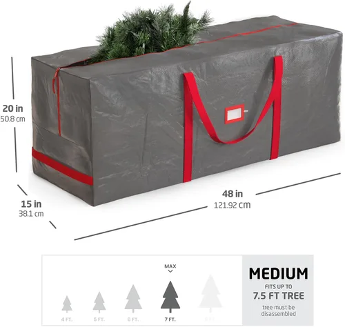Miniatura 6 de Zober - Bolsa de almacenamiento para árbol de Navidad - Se adapta a árboles artificiales de 7.5 pies - Bolsa de árbol de Navidad de plástico, Gris