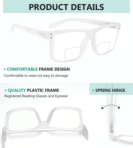 Miniatura 5 de Eyekepper Gafas de lectura fotocrómicas de transición de gran tamaño con marco grande transparente +4.0 Claro