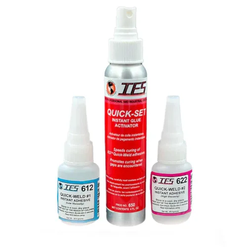 IES Kit adhesivo de soldadura rápida 631 (contiene adhesivo de alta y baja viscosidad y aerosol activador)
