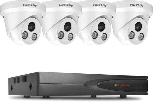VIKYLIN Sistema de cámara de seguridad PoE de 8 canales 4K, cámaras IP POE a todo color, 8 canales 4K H.265+ NVR para grabación 24/7, Plug & Play