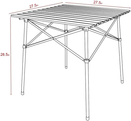 Miniatura 3 de Portal Mesa Cuadrada Plegable de Aluminio Ligero con Tablero Enrollable para 4 Personas Mesa Compacta con Bolsa de Transporte para Camping, Picnic