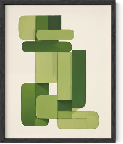 HAUS AND HUES Arte abstracto moderno para pared, arte de sala de estar azul y verde, obra de arte moderna para paredes, imagen minimalista para sala
