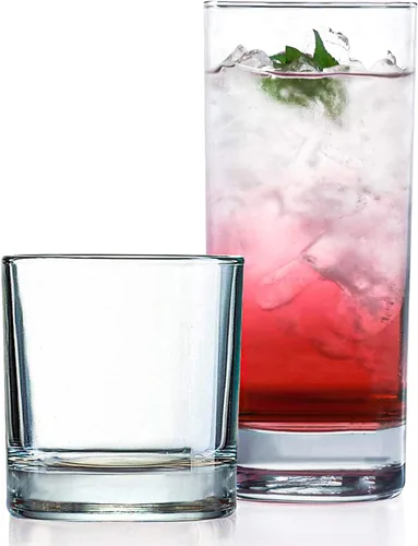 Juego de vasos de uso diario Le'raze de 8 piezas, vasos huracán, vasos de cocina para cócteles, café helado, cerveza, té helado, vino, whisky, agua,