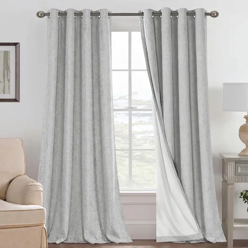 Miniatura 249 de H.VERSAILTEX Cortinas opacas de lino de 72 pulgadas de largo, 100% absolutamente opacas, con aislamiento térmico, con textura de lino, cortinas