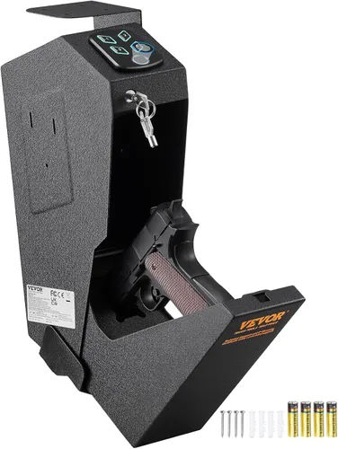 VEVOR - Caja de seguridad para armas montada para pistolas, caja fuerte biométrica para armas de fuego con tres formas de acceso rápido de huellas