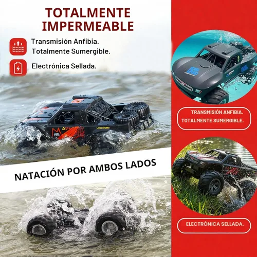Miniatura 3 de KB KAIBO - Camiones monstruo impermeables para niños, 2.4G, coche RC anfibio, 1:16, barco RC todo terreno para niños y adultos, 4WD, 2 baterías Q156