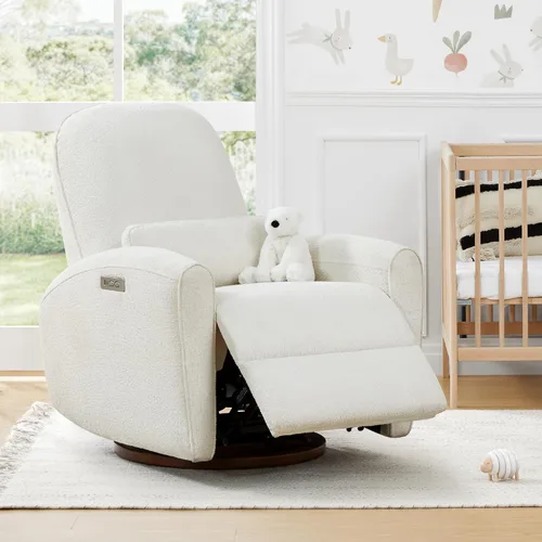 Miniatura 5 de Watson & Whitely Sillas reclinables eléctricas, mecedora giratoria para cuarto de bebé, con soporte lumbar y almohada lumbar y base de madera maciza