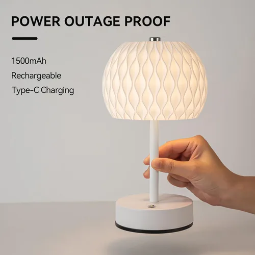 Miniatura 2 de Lámpara de mesa pequeña a pilas, 3 temperaturas de color, recargable, control táctil, lámpara de escritorio regulable, luz nocturna LED inalámbrica