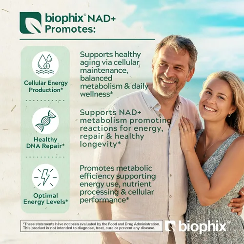 Miniatura 4 de biophix Suplemento liposomal NAD+ para mujeres y hombres, 1000 mg por porción, ribósido de nicotinamida, resveratrol micronizado y complejo