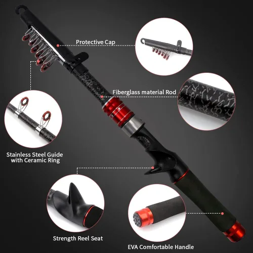 Miniatura 2 de Telescopic Fishing Rod and Reel Combos, Carbon Fiber Fishing Rod with Stainless Steel Baitcasting Reel Portable Fishing Pole Reel Combo for Travel