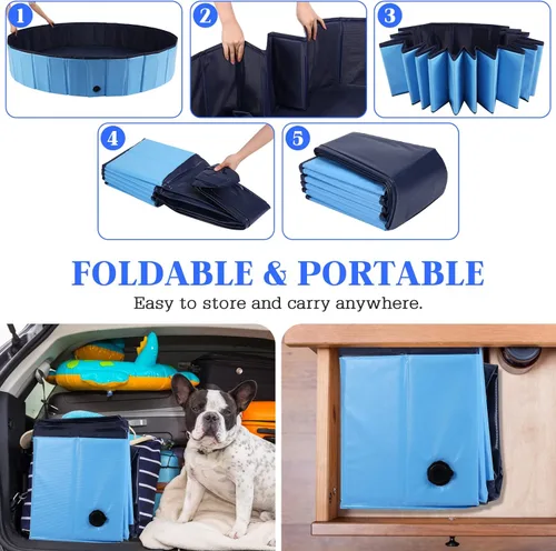 Miniatura 5 de Eooqi Piscina plegable para perros, bañera portátil para mascotas y piscina infantil, bañera plegable para cachorros, perros pequeños, medianos