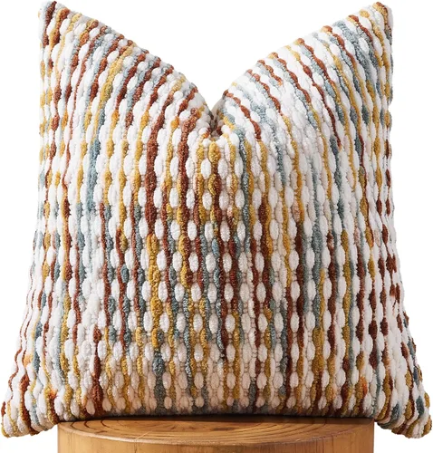 Miniatura 18 de AmHoo Juego de 2 fundas de almohada decorativas de chenilla estilo bohemio, funda de almohada con borlas para sofá, cama, dormitorio, sala de estar