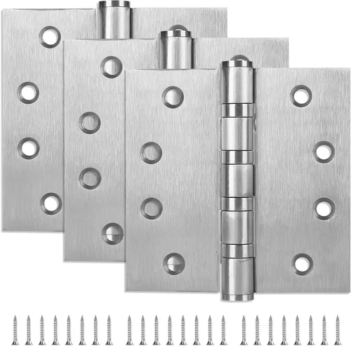 Miniatura 12 de Paquete de 6 bisagras de puerta de acero inoxidable de 4 pulgadas, bisagras de puerta resistentes de 4 x 4 pulgadas con esquinas cuadradas para Negro