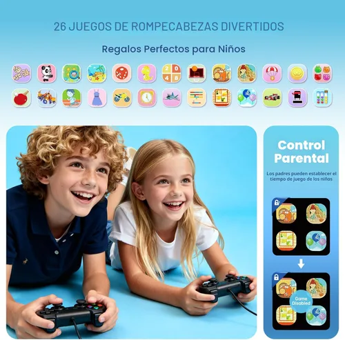 Miniatura 3 de Reloj inteligente para niños con 26 juegos de rompecabezas, reloj para niños con pantalla táctil HD, cámara, reproductor de música, reloj Azul
