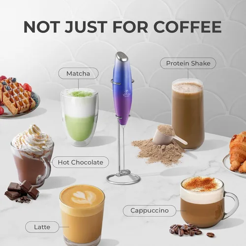 Miniatura 57 de Zulay Milk Boss Espumador de leche potente manual, hace espuma para latte, batidor para mezclar bebidas, café, miniespumador para capuchino, frappé
