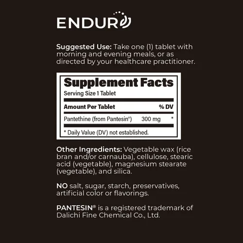 Miniatura 6 de Endurance Products Endur Pantethine de Pantesin, función hepática y suplemento de equilibrio de colesterol saludable, fórmula de liberación