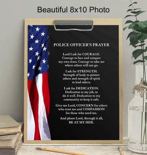 Miniatura 3 de Bandera patriótica de oración de oficial de policía – Cuadro decorativo de pared para el hogar, estación, oficina, decoración de sala de estar