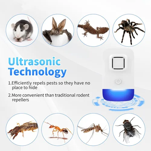 Miniatura 2 de Repelente ultrasónico de control de plagas, repelente electrónico de roedores para interiores y hogares, repelente de mosquitos, asesino de Paquete