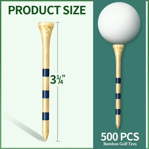 Miniatura 2 de Jadive Camisetas de golf de bambú de 3-1/4 pulgadas de largo establo de madera para actividades de golf, color natural y azul