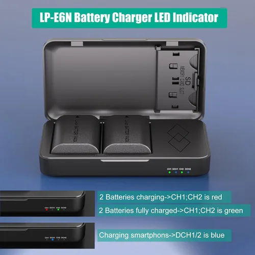 Miniatura 7 de JYJZPB Paquete de 2 baterías LP-E6N compatibles con cámaras Canon EOS R R5 R6 R7 90D 60D 70D 80D 5D II, 5D III, 5D Mark IV, 6D, 6D II, 7D, 7D II