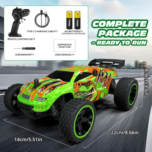 Miniatura 8 de Tecnock Coches RC para Niños, Coche RC 1:18 a Escala 2WD con Carga Fácil USB-C, Coche de Control Remoto 2.4GHz con Luces LED y 50 Minutos de Tiempo