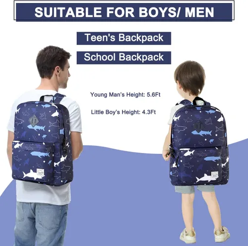 Miniatura 6 de VASCHY - Mochila ligera resistente al agua, mochila casual para hombres y niños, tiburón