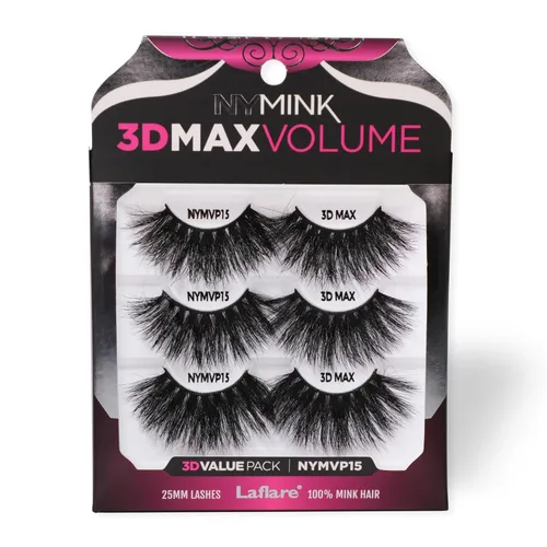 Miniatura 12 de Laflare 3D NY MAX VOLUME - Estilos dramáticos de 0.787-0.984 in de largo, pestañas de pelo de visón 100% real, maquillaje de lujo, natural, ligero